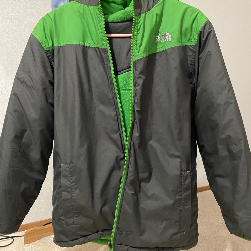 Green Reversible North Face Puffer Jacket